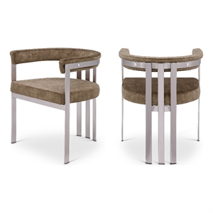 Bowery Hill Contemporary Brown Velvet Dining Chair (Set of 2)