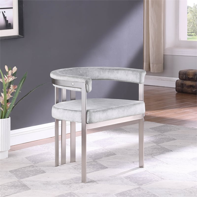 Bowery Hill Contemporary Grey Velvet Dining Chair (Set of 2)
