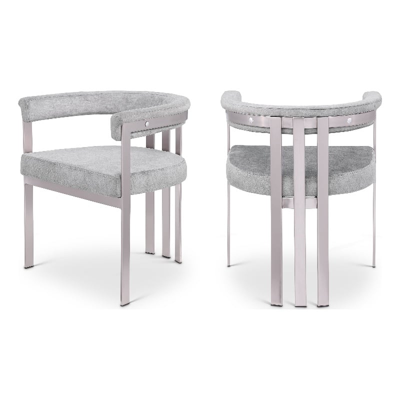 Bowery Hill Contemporary Grey Velvet Dining Chair (Set of 2)