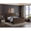 Bowery Hill Contemporary Solid Wood Frame Brown Durable Velvet Queen Bed