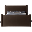 Bowery Hill Contemporary Solid Wood Frame Brown Durable Velvet Queen Bed