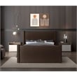 Bowery Hill Contemporary Solid Wood Frame Brown Durable Velvet Queen Bed