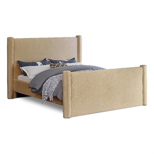 Bowery Hill Contemporary Solid Wood Frame Camel Durable Velvet Full Bed