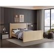 Bowery Hill Contemporary Solid Wood Frame Camel Durable Velvet Queen Bed