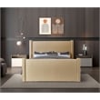 Bowery Hill Contemporary Solid Wood Frame Camel Durable Velvet Queen Bed