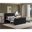 Bowery Hill Contemporary Solid Wood Frame Black Boucle Fabric Queen Bed