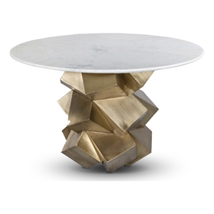 Bowery Hill Contemporary Genuine Marble Top White Dining Table