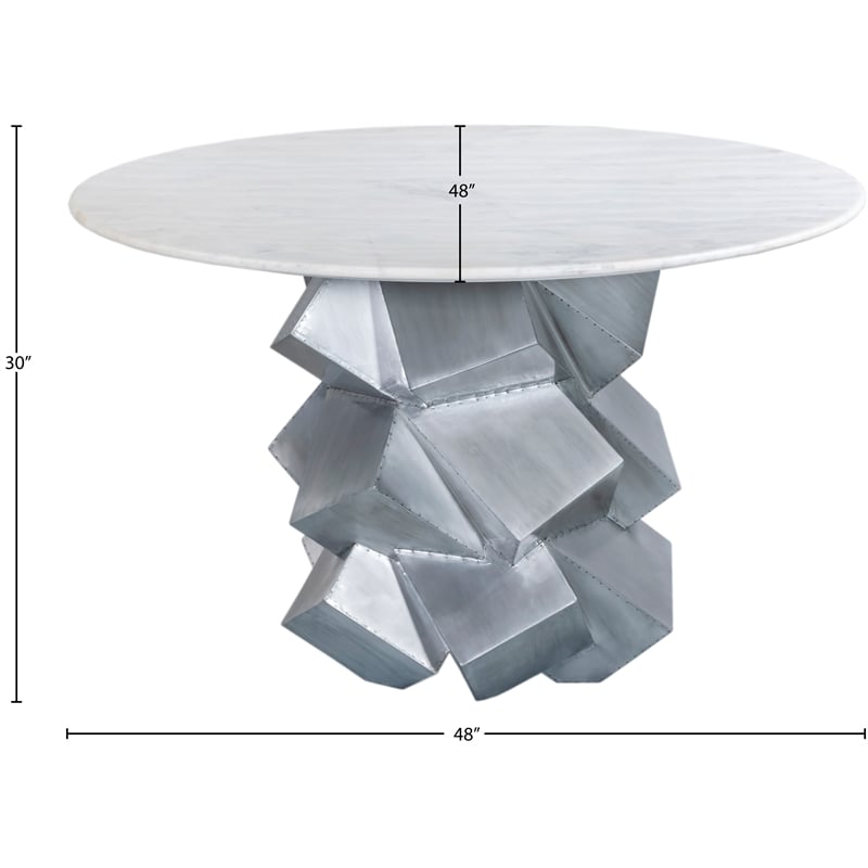 Bowery Hill Contemporary Genuine Marble Top White Dining Table