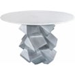 Bowery Hill Contemporary Genuine Marble Top White Dining Table