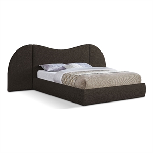 Bowery Hill Contemporary Brown Boucle Durable Fabric King Bed