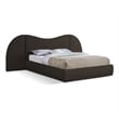 Bowery Hill Contemporary Brown Boucle Durable Fabric King Bed
