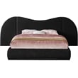 Bowery Hill Contemporary Black Linen Textured Fabric Queen Bed