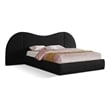 Bowery Hill Contemporary Black Linen Textured Fabric Queen Bed
