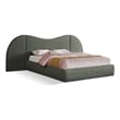 Bowery Hill Contemporary Olive Green Linen Textured Fabric Queen Bed