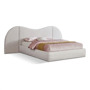 Bowery Hill Contemporary White Linen Textured Fabric King Bed