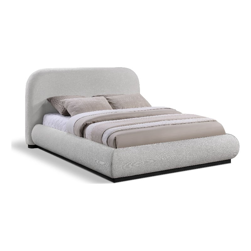Bowery Hill Contemporary Grey Chenille Durable Fabric Queen Bed