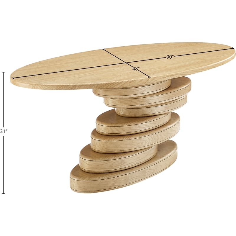 Bowery Hill Modern / Contemporary Rich Oak Wood Veneer Dining Table
