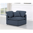 Bowery Hill Contemporary Linen Durable Fabric Corner Chair in Navy