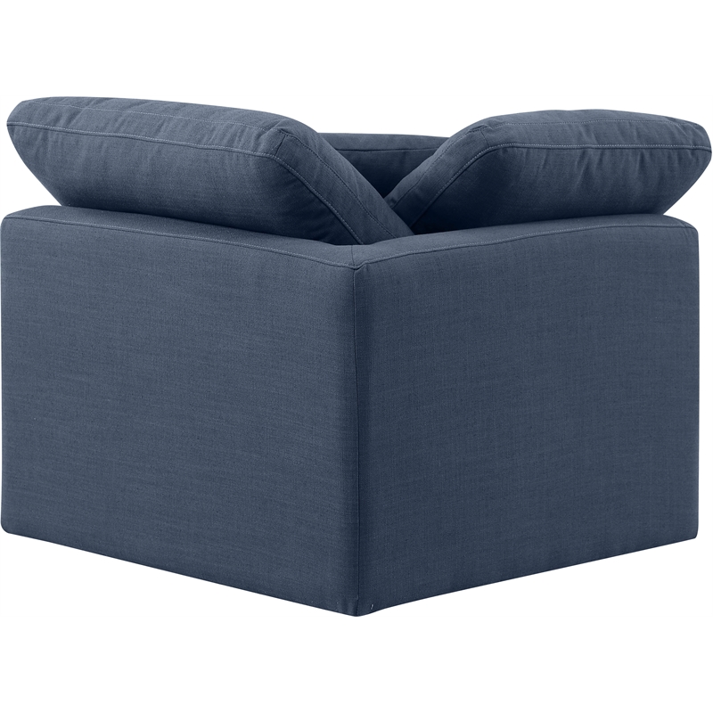 Bowery Hill Contemporary Linen Durable Fabric Corner Chair in Navy