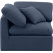Bowery Hill Contemporary Linen Durable Fabric Corner Chair in Navy