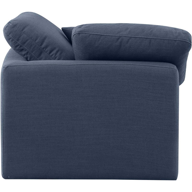 Bowery Hill Contemporary Linen Durable Fabric Corner Chair in Navy