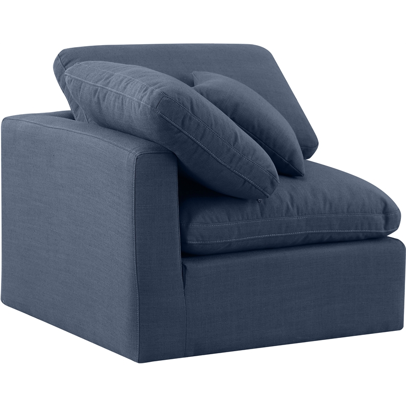 Bowery Hill Contemporary Linen Durable Fabric Corner Chair in Navy