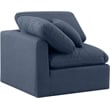 Bowery Hill Contemporary Linen Durable Fabric Corner Chair in Navy