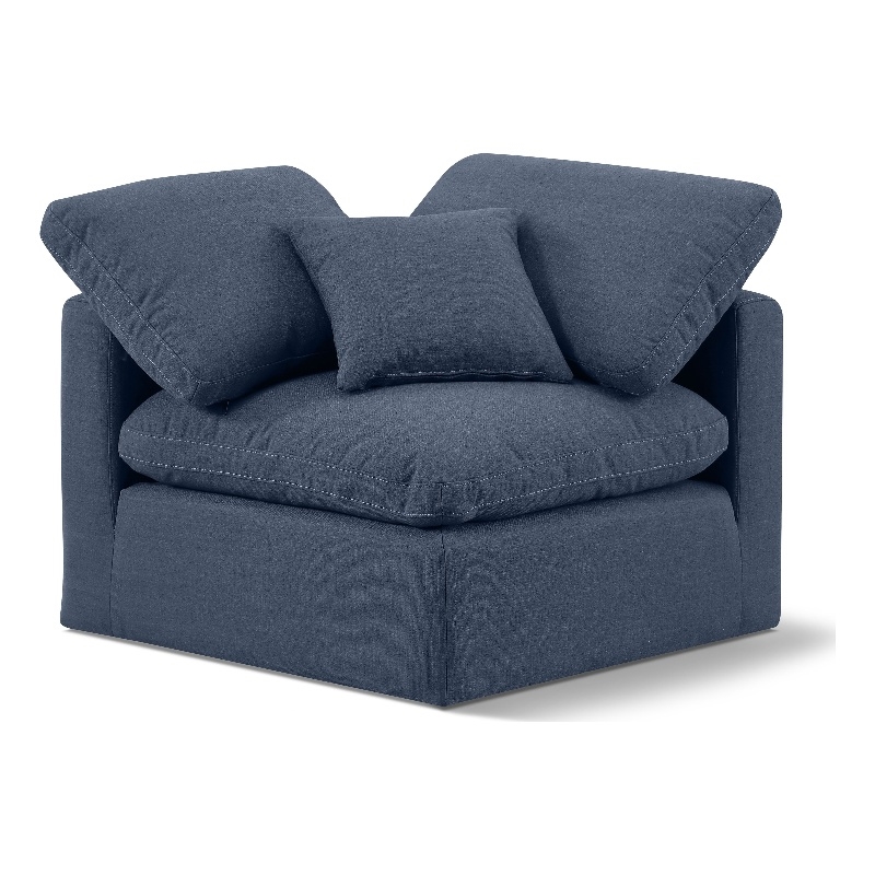 Bowery Hill Contemporary Linen Durable Fabric Corner Chair in Navy
