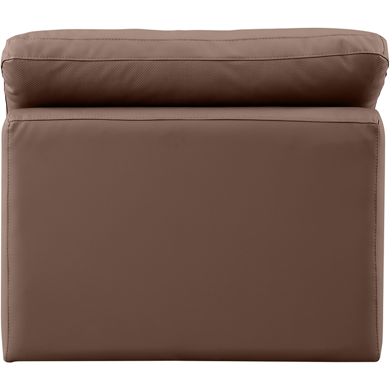 Bowery Hill Contemporary Vegan Leather Armless Chair in Brown