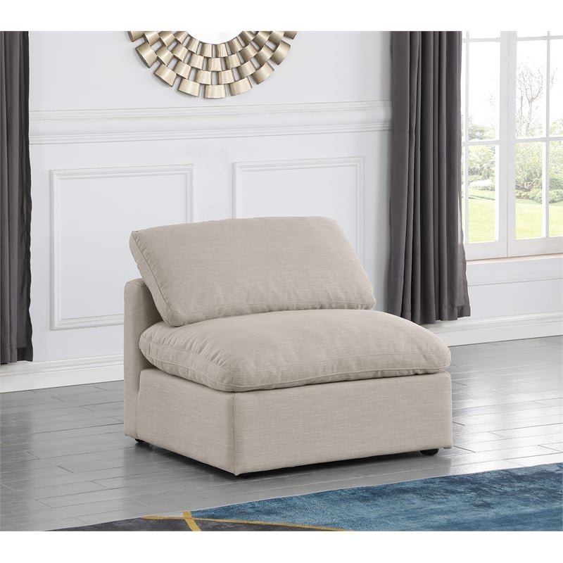 Bowery Hill Contemporary Linen Fabric Armless Chair in Beige