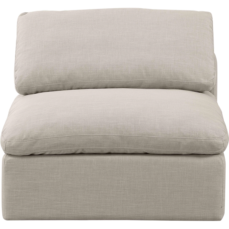 Bowery Hill Contemporary Linen Fabric Armless Chair in Beige