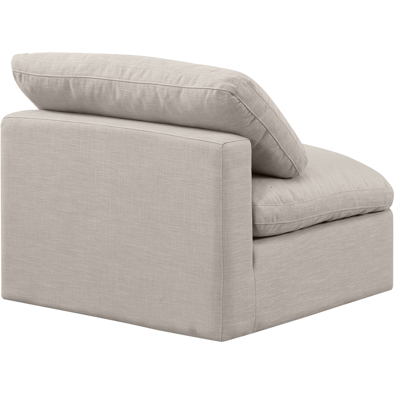 Bowery Hill Contemporary Linen Fabric Armless Chair in Beige