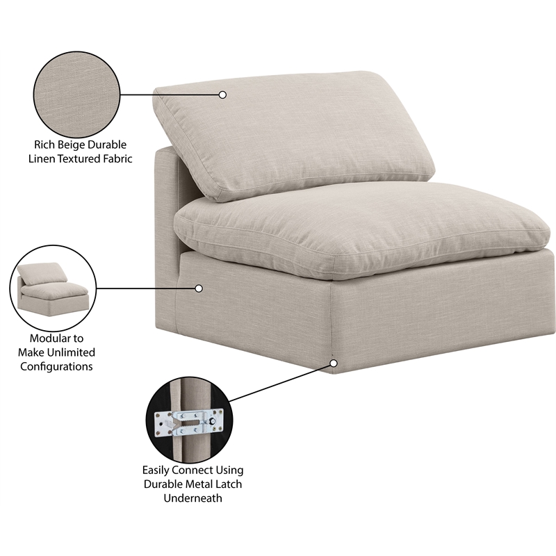 Bowery Hill Contemporary Linen Fabric Armless Chair in Beige