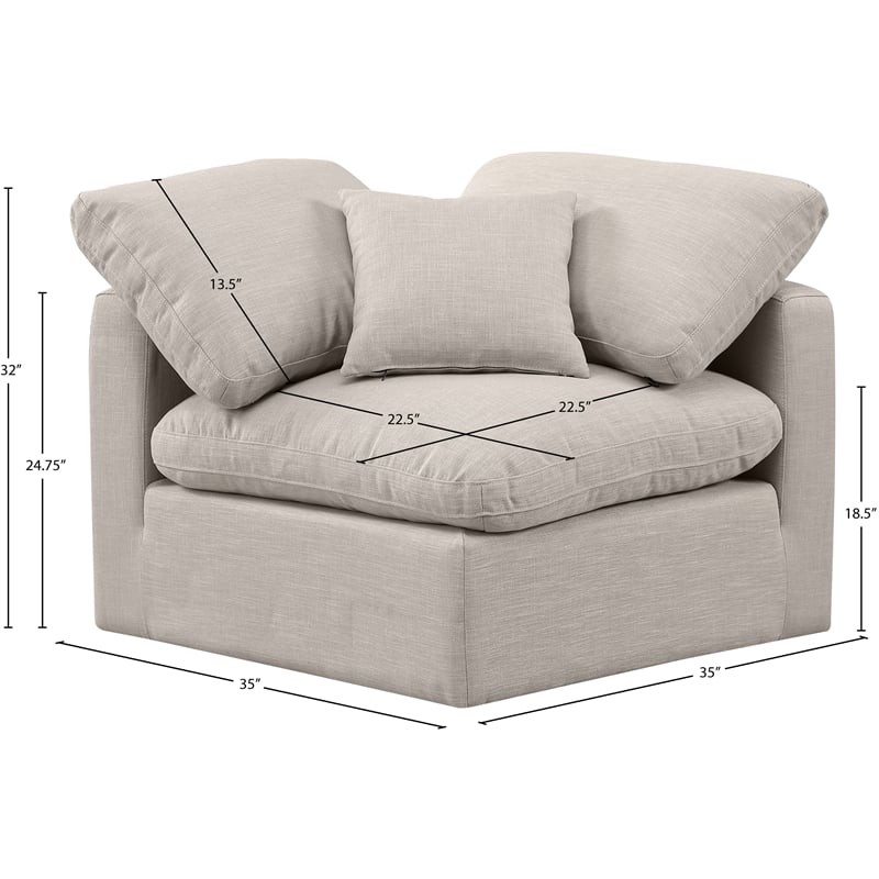 Bowery Hill Contemporary Linen Durable Fabric Corner Chair in Beige