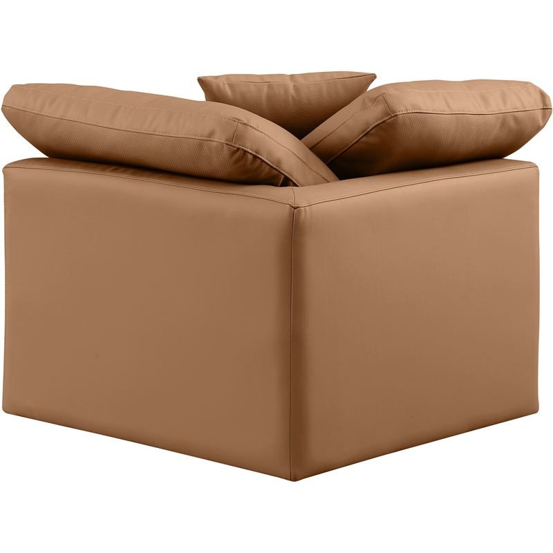 Bowery Hill Contemporary Vegan Leather Corner Chair in Orange