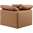 Bowery Hill Contemporary Vegan Leather Corner Chair in Orange