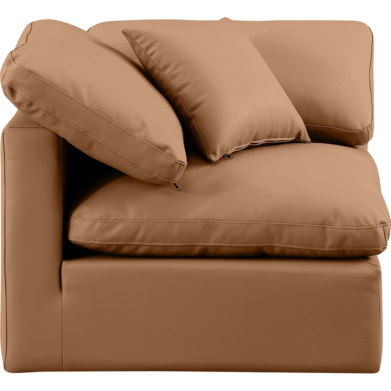 Bowery Hill Contemporary Vegan Leather Corner Chair in Orange