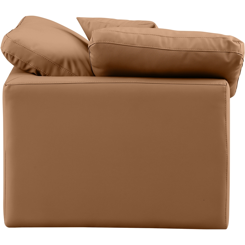 Bowery Hill Contemporary Vegan Leather Corner Chair in Orange