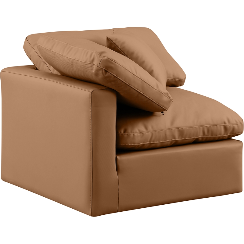 Bowery Hill Contemporary Vegan Leather Corner Chair in Orange