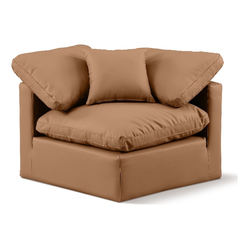 Bowery Hill Contemporary Vegan Leather Corner Chair in Orange