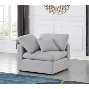 Bowery Hill Contemporary Linen Durable Fabric Corner Chair in Gray