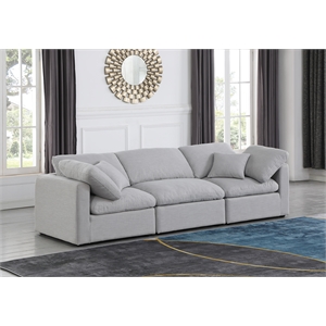 Bowery Hill Contemporary 105&quot Linen Fabric Modular Sofa in Gray