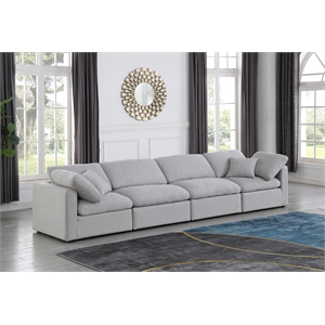 Bowery Hill Contemporary 140&quot Linen Fabric Modular Sofa in Gray