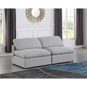 Bowery Hill Contemporary 70&quot Linen Fabric Modular Sofa in Gray