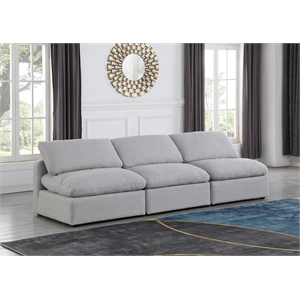 Bowery Hill Contemporary 105&quot Upholstered Linen Fabric Modular Sofa in Gray