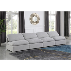 Bowery Hill Contemporary 140&quot Upholstered Linen Fabric Modular Sofa in Gray