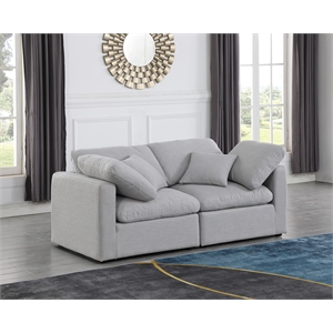 Bowery Hill Contemporary 70&quot Upholstered Linen Fabric Modular Sofa in Gray