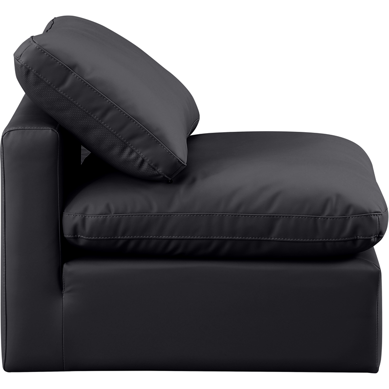 Bowery Hill Contemporary Vegan Leather Armless Chair in Black