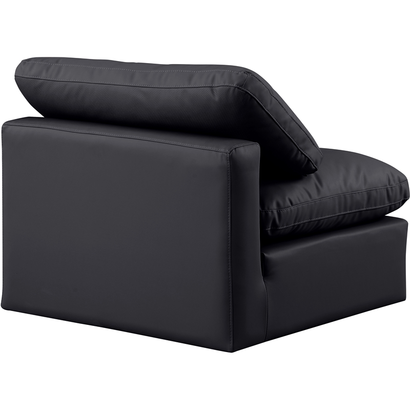 Bowery Hill Contemporary Vegan Leather Armless Chair in Black