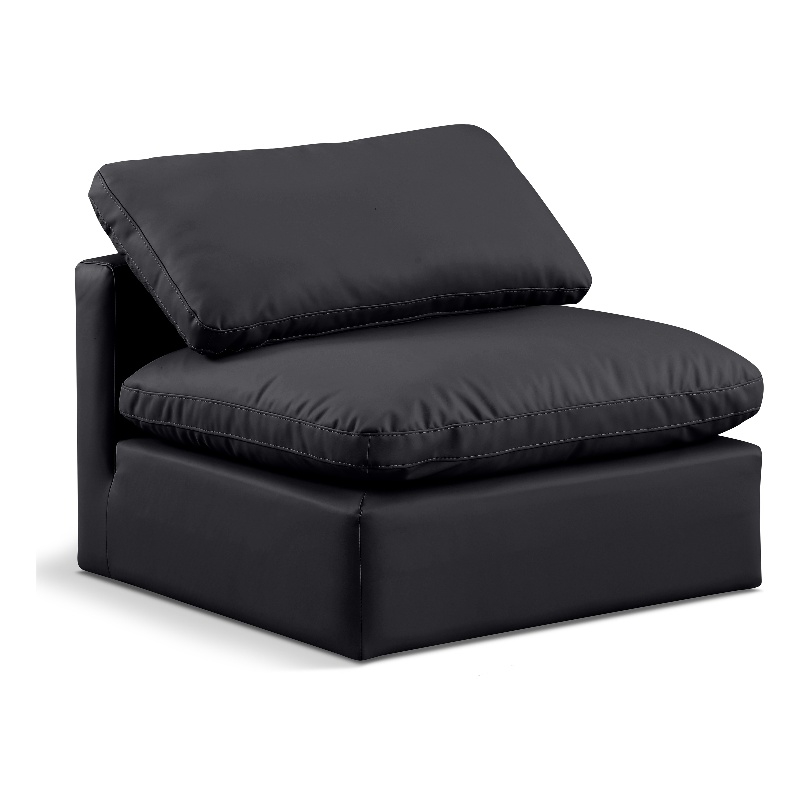 Bowery Hill Contemporary Vegan Leather Armless Chair in Black